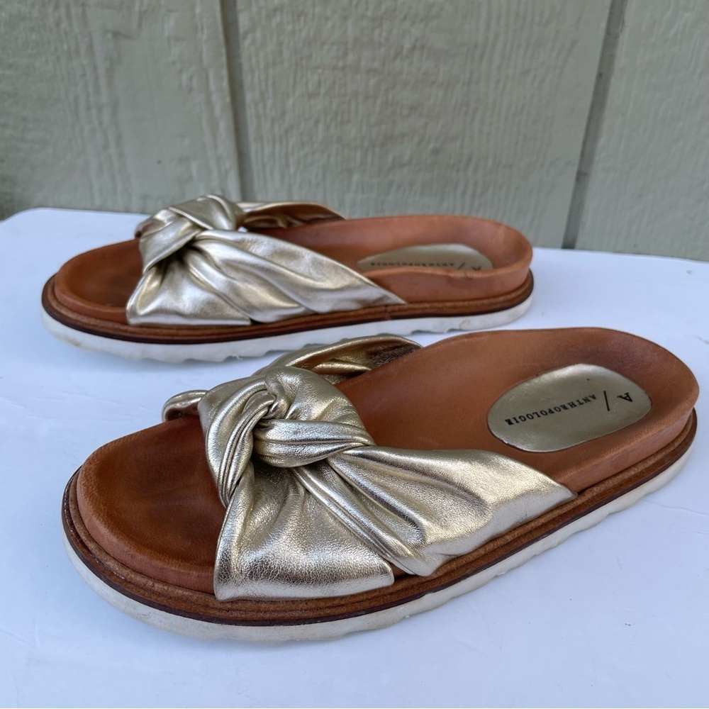 Anthropologie slippers Golden Strap Women's size 36‎ Made in Spain,Summery,Beach